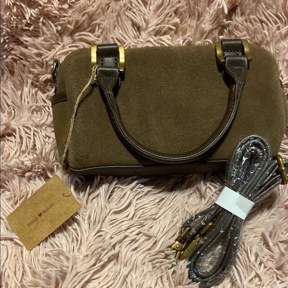 Handbags - NEW Brandy Melville Brown Suede Mini Bag – Top Handle & Crossbody Strap